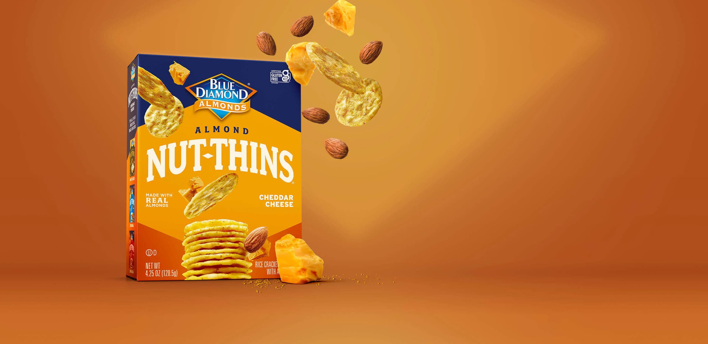 NutThins® Cheddar Cheese Gluten Free Crackers Blue Diamond