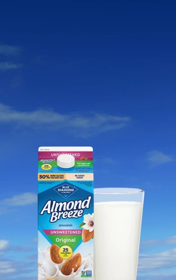 Almondbreeze carton with glass