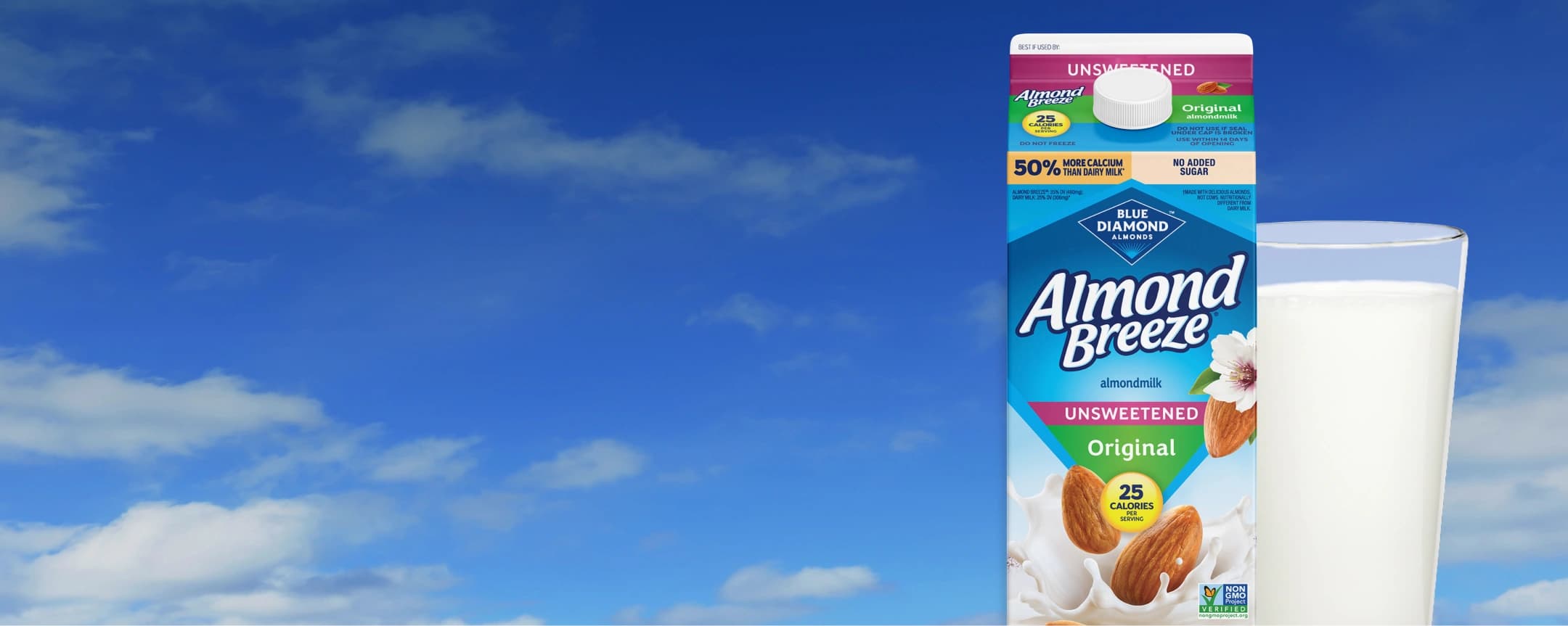 Almondbreeze carton with glass