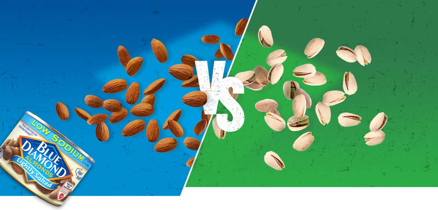 Almonds vs Pistachios Blue Diamond
