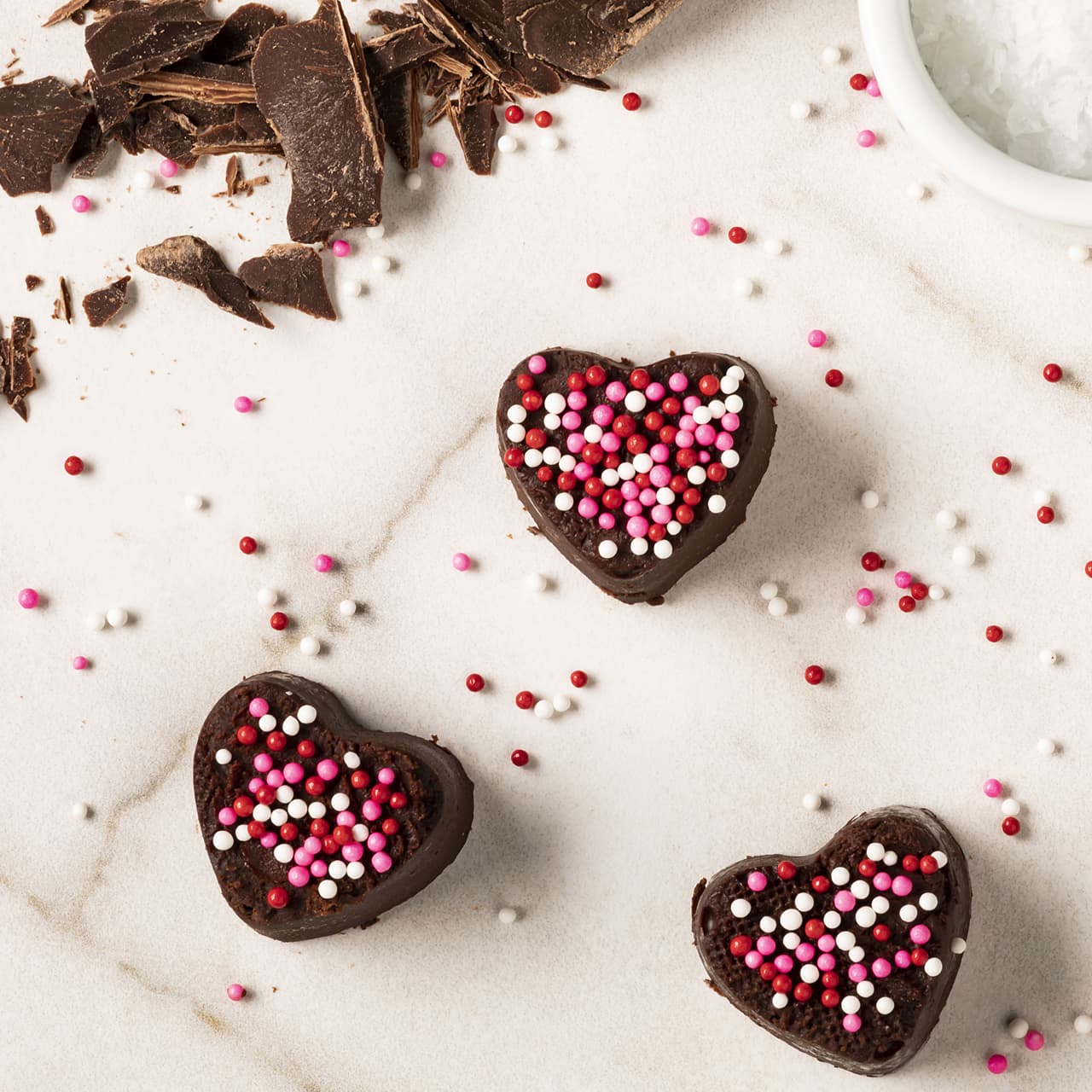 Dark Chocolate Toasted Almond and Coconut Hearts