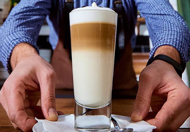 Almond beverage being presented on a table