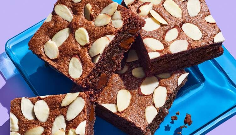 Almond Flour brownies on a plate.