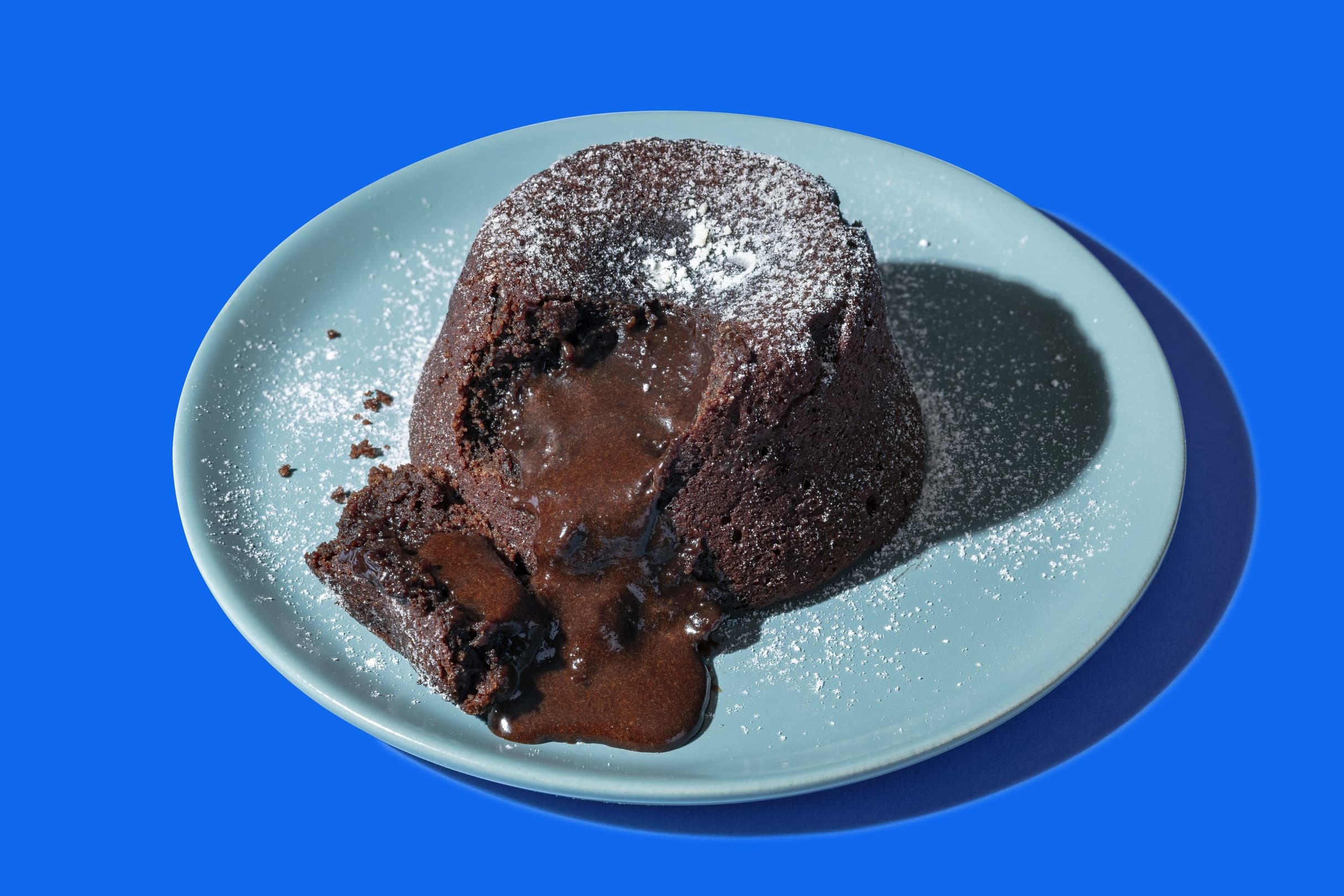 Molten chocolate almond cake