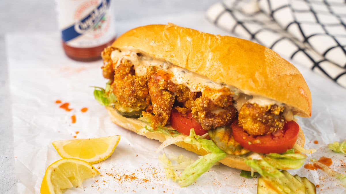 Shrimp po’ boy with mojo remoulade