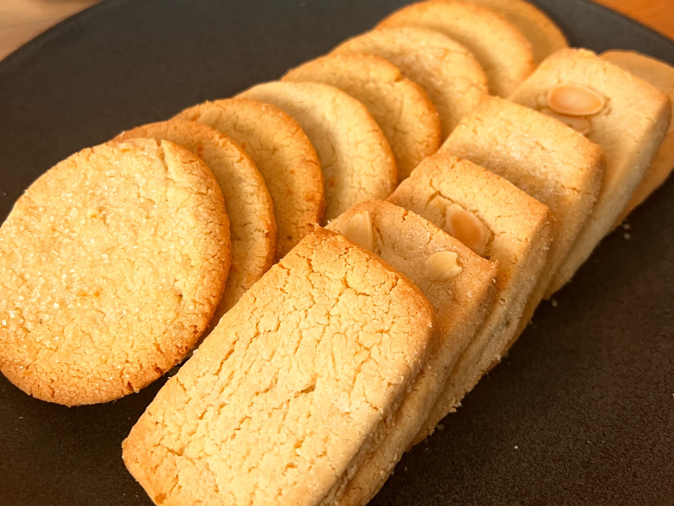 Plate full of gluten-free almond shortbread cookies made with Blue Diamond Almond Flour