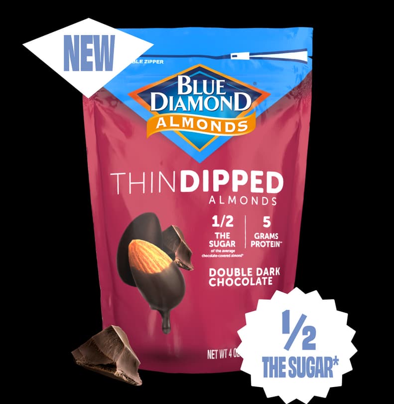 Double Dark Chocolate Thin Dipped Almonds Blue Diamond