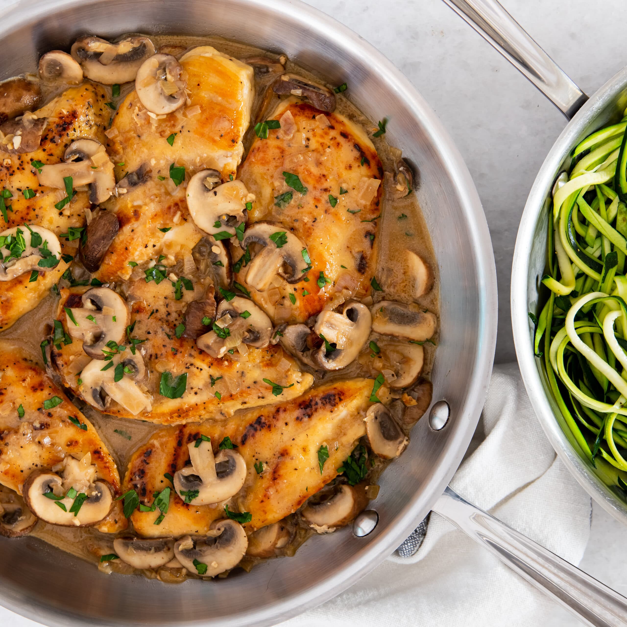Chicken Marsala with Zucchini Noodles Blue Diamond