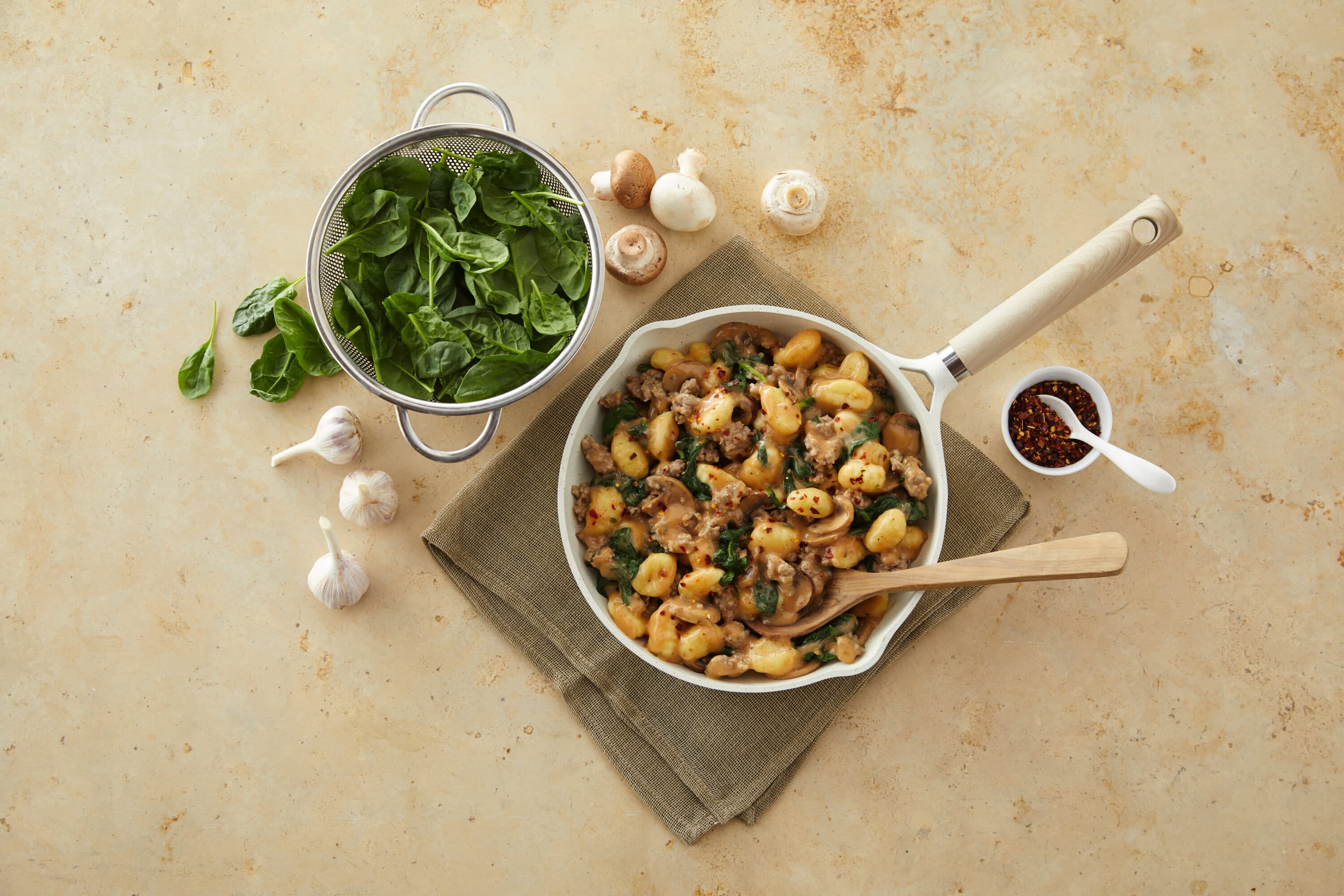 Creamy Sausage and Gnocchi Skillet Recipe | Blue Diamond