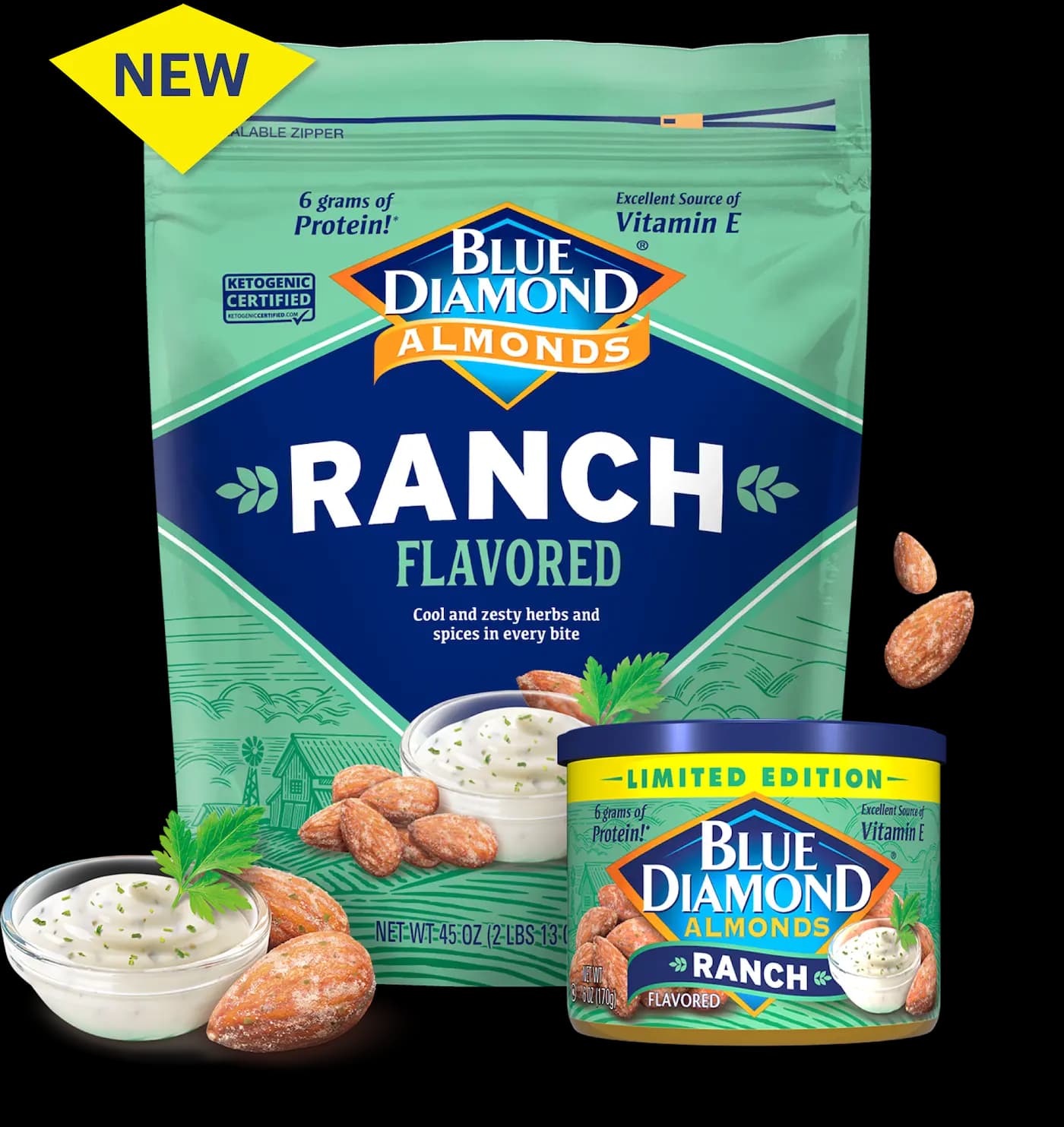 Ranch almonds 6oz and 45oz