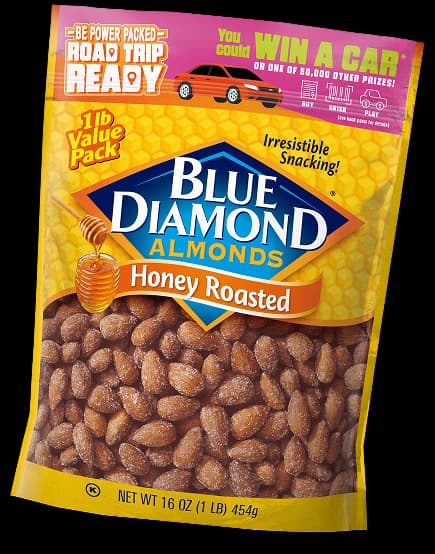 Blue Diamond honey roasted Almonds bag